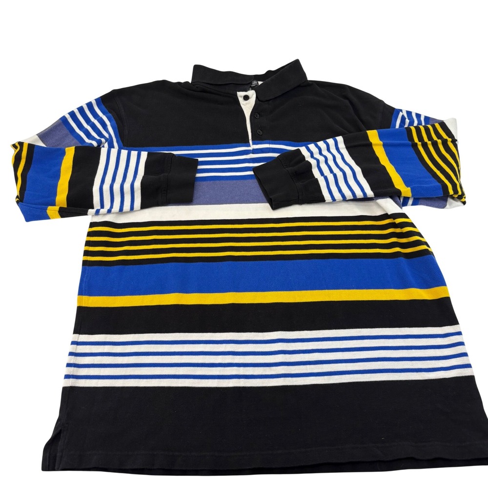Pelle Pelle Marc Buchanan Mens 3XL Multi Color Striped Long Sleeve Polo Shirt